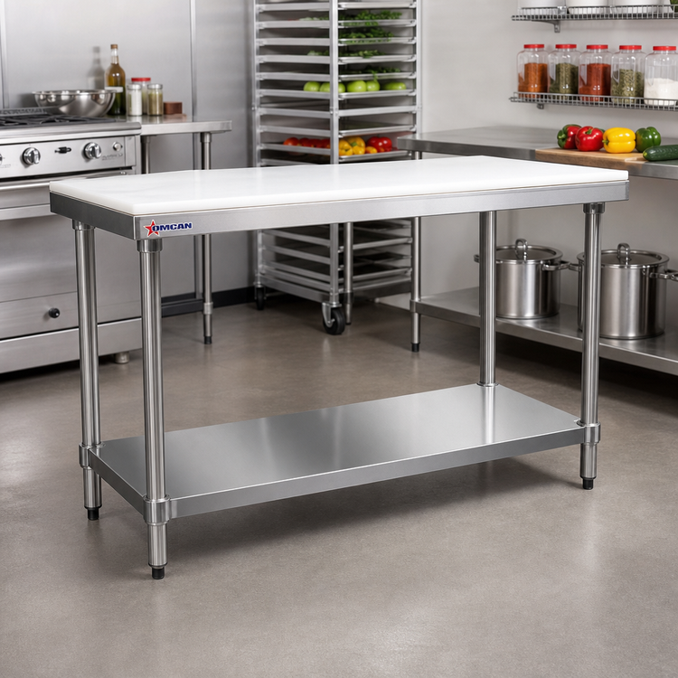 Product image #2 for Omcan 24" x 48" Stainless Steel Undershelf for Poly Top Work Table