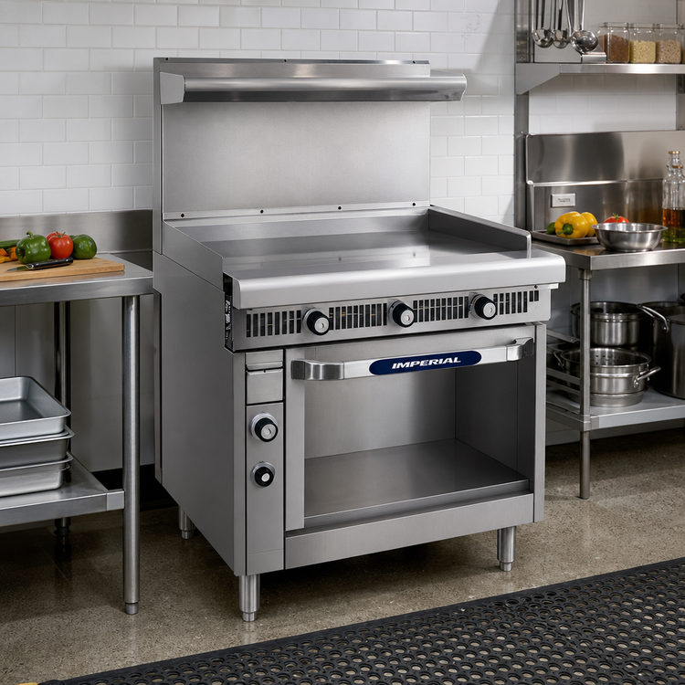 Product image #2 for Imperial Spec Series 36-Inch Heavy Duty Gas Griddle Range with Open Cabinet Base