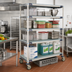 Thumbnail image #2 for MetroMax i 48 Inch W x 24 Inch D x 80 Inch H 5-Tier Mobile Polymer Shelving Unit with Open Grid Shelves and Solid Bottom Shelf