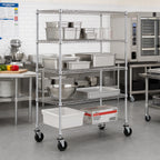 Thumbnail image #2 for Metro Super Erecta N556BBR 4-Shelf Wire Stem Caster Cart, 48 x 24 x 69 Inches, 600 lb Capacity, Resilient Rubber Casters