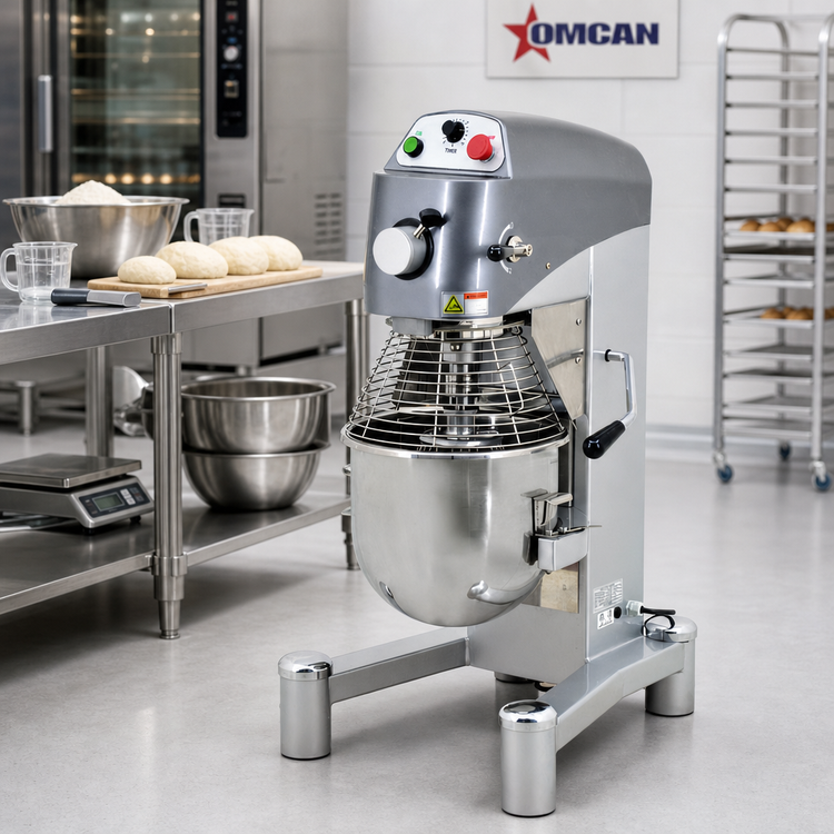 Product image #2 for Omcan 20 Quart Floor Model Planetary Mixer with 3-Speed Gear Drive, Timer and Safety Guard