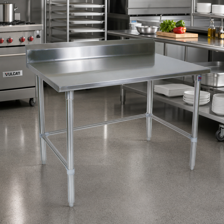 Product image #2 for John Boos Stallion 60 x 24 Inch Stainless Steel Work Table with 5-Inch Backsplash