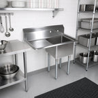 Thumbnail image #2 for John Boos E1S8-15-14L15-X 1-Compartment Stainless Steel Sink with Left Drainboard, 15 x 15 x 14 in Bowl, 18-Gauge, Galvanized Legs