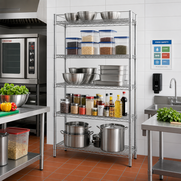Product image #2 for EAGLEbrite 5-Tier Wire Add-On Shelving Unit, 30" W x 21" D x 74" H, Zinc Finish