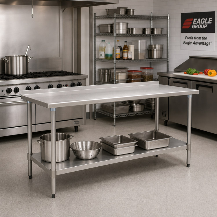 Product image #2 for Eagle Group BlendPort® Deluxe Series Stainless Steel Work Table with Adjustable Undershelf, 72-Inch W x 30-Inch D, 16-Gauge Top