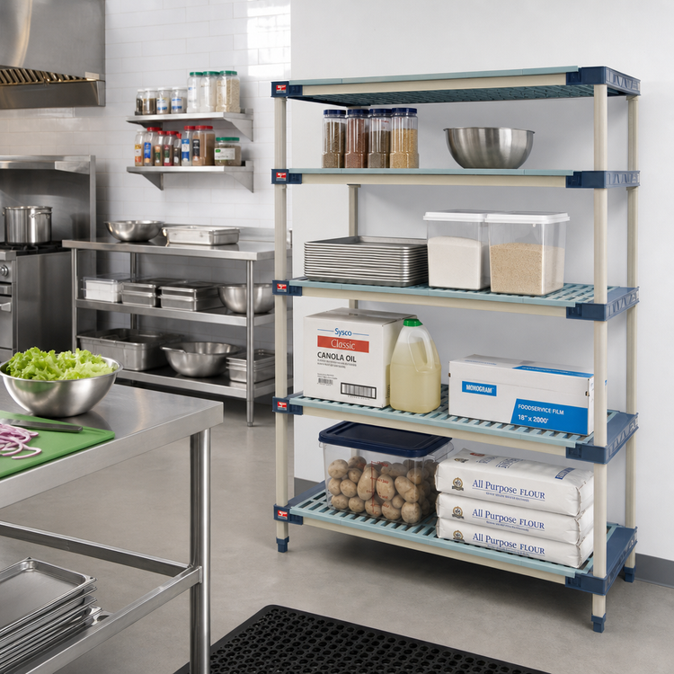 Product image #2 for MetroMax 4 4-Shelf Add-On Polymer Shelving Unit, Blue, 42 x 18 x 74 Inches
