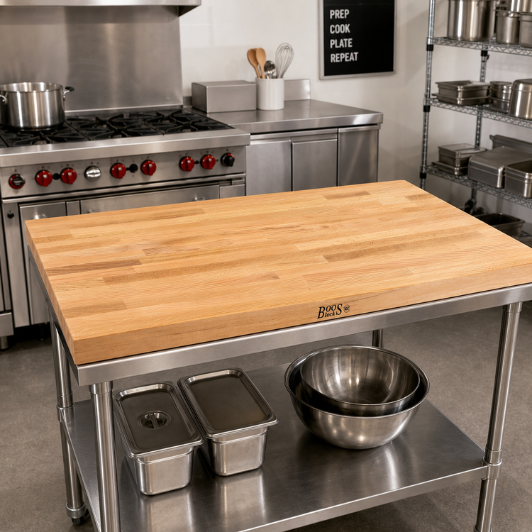 Product image #2 for John Boos Appalachian Red Oak Island Countertop, 36 x 30 x 1-1/2 Inch, Blended Rails, Edge Grain Construction, Penetrating Oil Finish