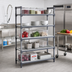 Thumbnail image #2 for Cambro Camshelving Basics Plus 18 x 42 Inch Stationary 5-Shelf Solid & Vented Shelf Kit, Brushed Graphite