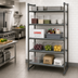 Thumbnail image #2 for Cambro Camshelving Basics Plus 5-Tier Stationary Starter Polymer Shelving Unit, 24 x 48 x 84 Inches, Vented and Solid, Brushed Graphite