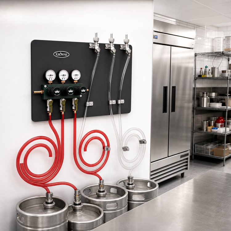 Product image #2 for Krowne Tamper-Proof Wall Bracket Beer Regulator with Tail Pieces for 3 Beer Lines