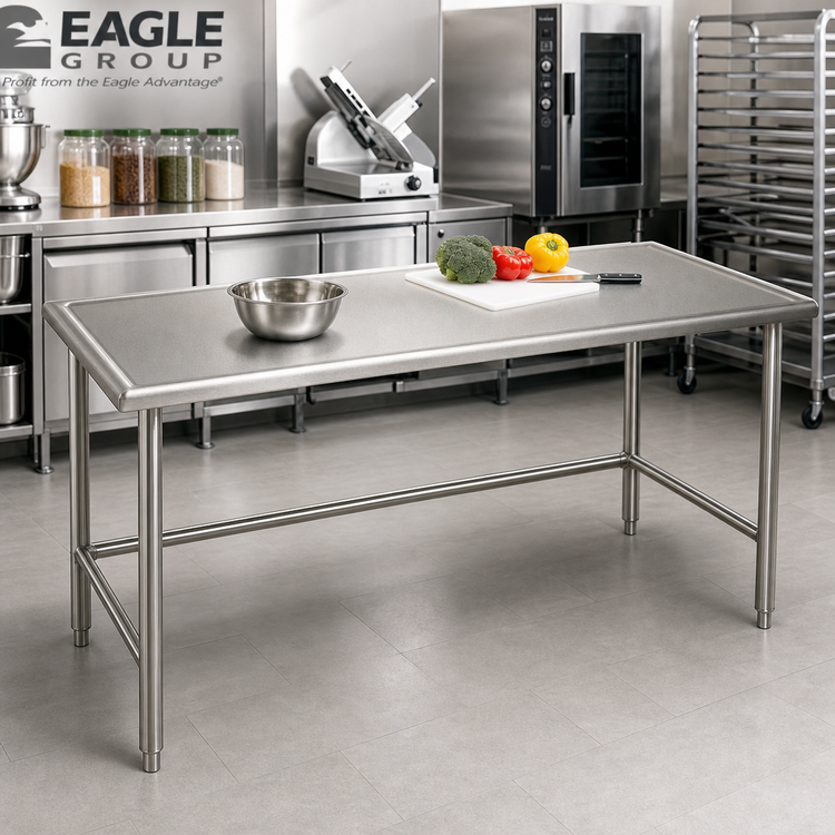 Product image #2 for Eagle Group Spec-Master Marine Series 108"W x 48"D Stainless Steel Work Table with Box Marine Edge