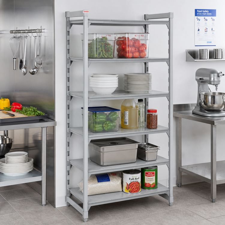 Product image #3 for Cambro Camshelving Premium 5-Shelf Solid Stationary Starter Unit, 21-Inch Deep x 24-Inch Wide x 84-Inch High, Speckled Gray