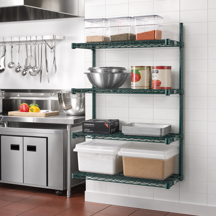 Product image #2 for Eagle Group Valu-Gard 4-Tier Add-On Wire Shelving Unit, 42 x 21 x 63 Inches, Green Epoxy