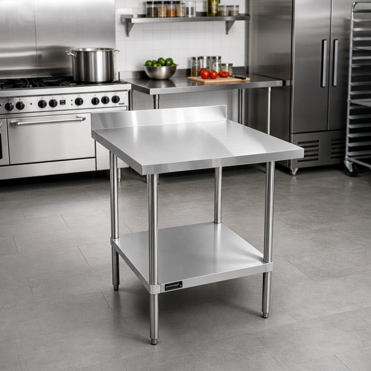 Product image #2 for Sapphire 30-Inch x 24-Inch Stainless Steel Work Table with 5-Inch Backsplash and Undershelf