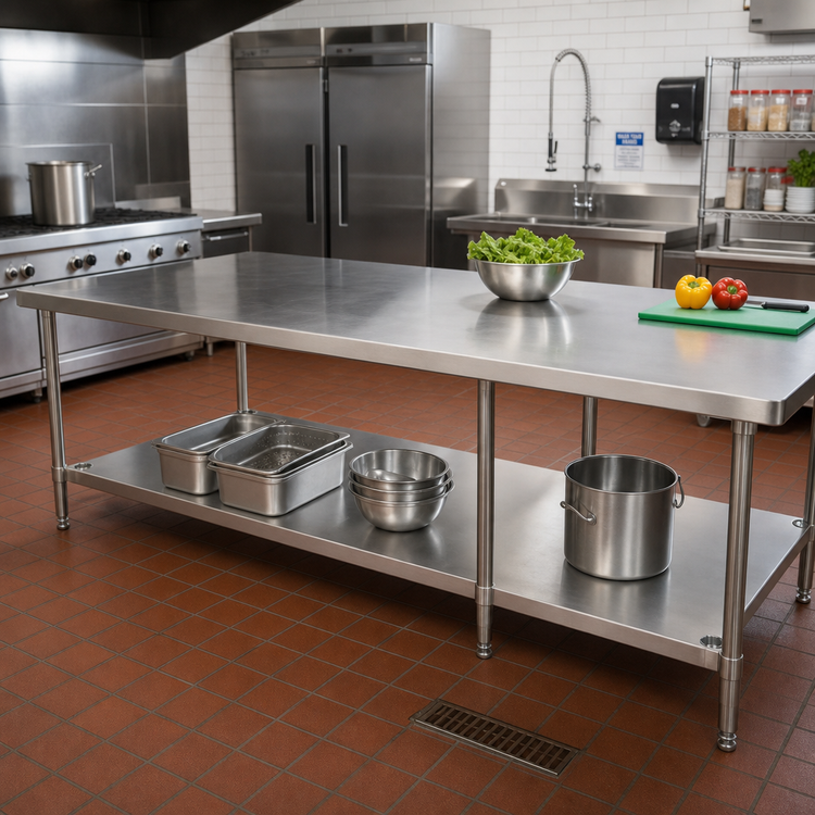 Product image #2 for Advance Tabco 18 Gauge Stainless Steel Undershelf for 120-Inch x 36-Inch Work Tables