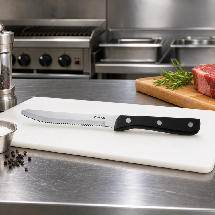 Product image #2 for Winco Jumbo Steak Knife with 5-Inch Stainless Steel Blade and Solid POM Handle