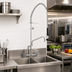 Thumbnail image #2 for Fisher 8-Inch Center Backsplash-Mount Spring-Style Pre-Rinse Unit with Add-On Faucet and 16-Inch Swing Spout