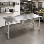 Thumbnail image #2 for Eagle Group Budget Series UT30120STB 120-Inch x 30-Inch 430 Stainless Steel Open-Base Work Table with 1-1/2-Inch Rear Up-Turn