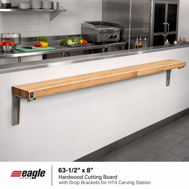 Product image #2 for Eagle Group Hardwood Cutting Board with Drop Brackets for HT4 Carving Station, 63-1/2" x 8"