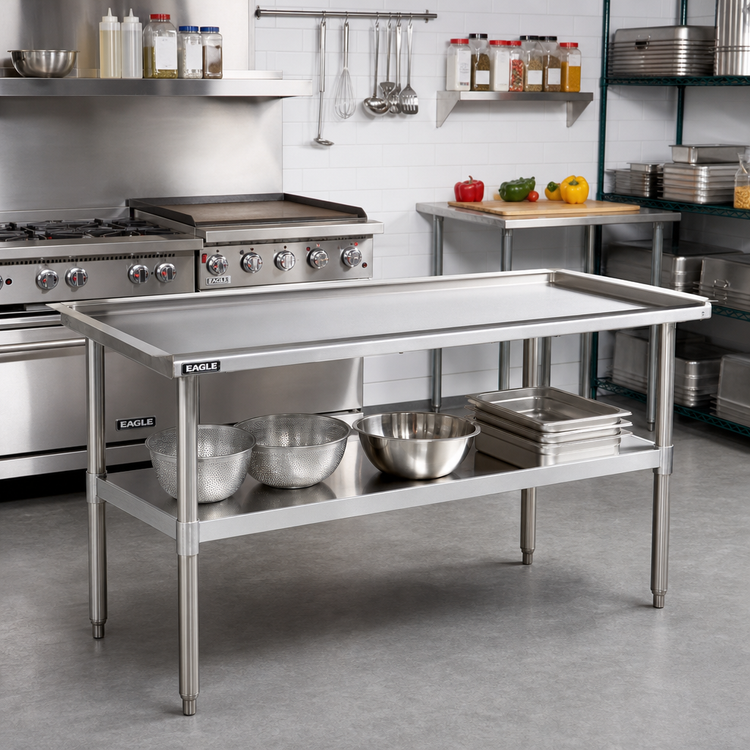Product image #2 for Eagle Group T2496SGS 96-3/8-Inch Wide Griddle/Equipment Stand with Open Base and Adjustable Undershelf