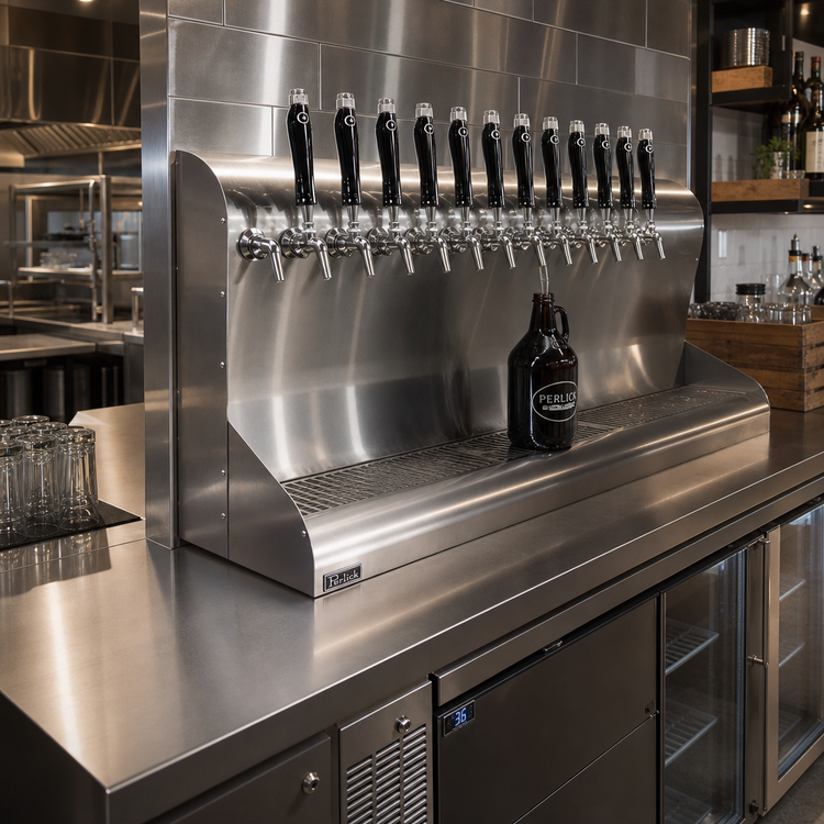 Product image #2 for Perlick 4076DN10 10-Faucet Modular Wall-Mount Glycol-Cooled Draft Beer Dispensing Tower