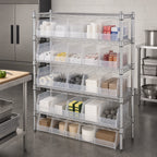 Thumbnail image #2 for Quantum WR5-39-1236-202CL Stationary 5-Shelf Chrome Wire Shelving Bin Center with 20 Clear Bins, 12 x 36 x 39 Inches