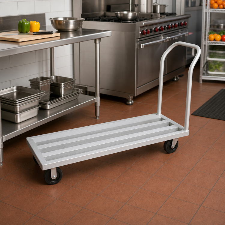 Product image #2 for Advance Tabco Special Value Series Mobile Square Bar Aluminum Dunnage Rack, 60 x 20 Inch, One Tier