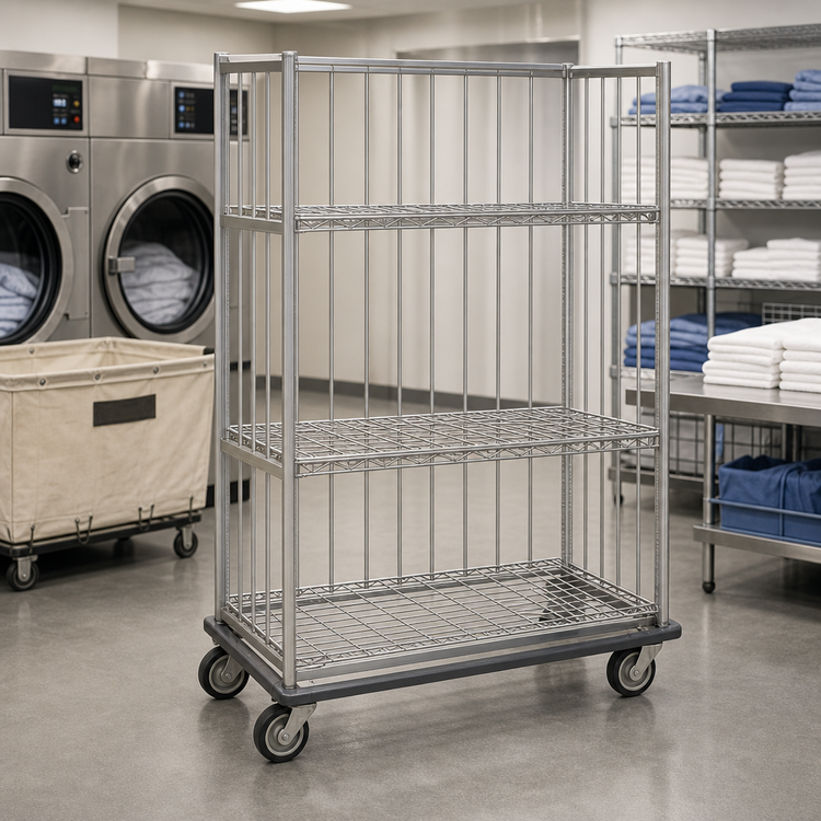 Product image #2 for Metro Super Erecta Convertible Linen Truck Laundry Cart, Open Wire Design, 60 x 24 x 70 Inches, Stainless Steel Finish