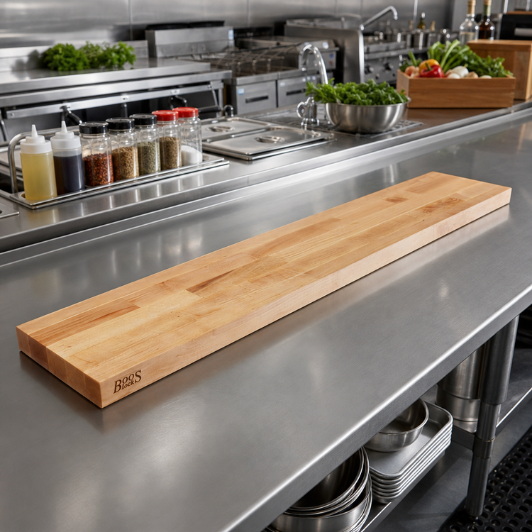 Product image #2 for John Boos L-O Steam Table Cutting Board, 48 x 8 x 1-3/4 Inch, Northern Hard Rock Maple