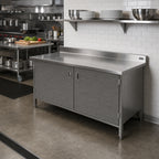 Thumbnail image #2 for John Boos EBHS6R5-2472 Enclosed Stainless Steel Work Table with Hinged Doors, 72"W x 24"D, 16-Gauge 300 Series Top, 5" Backsplash
