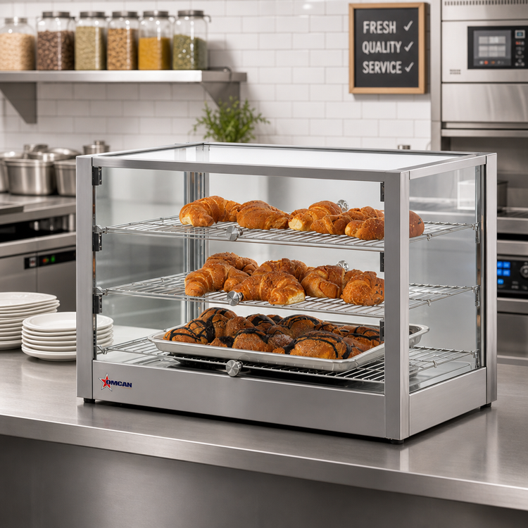 Product image #2 for Omcan Countertop Hot Food Display Warmer, Full/Self-Service, 115 L, Stainless Steel and Glass