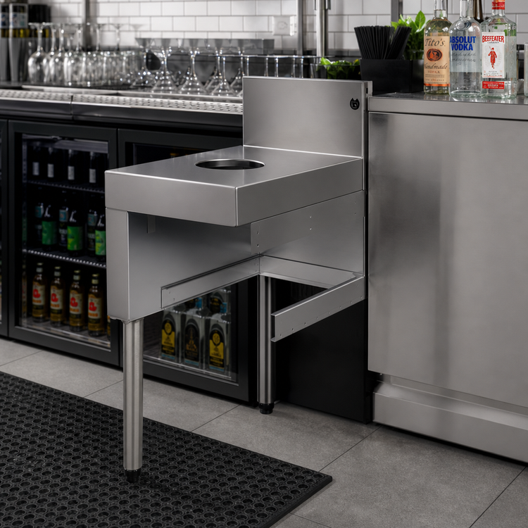 Product image #2 for Glastender 15-Inch Wide Underbar Dry Waste Unit with 6-Inch Waste Chute