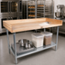 Thumbnail image #2 for John Boos 48-Inch x 24-Inch Northern Hard Rock Maple Baker's Top Work Table with Galvanized Base and Undershelf