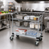 Thumbnail image #2 for Quantum 48-Inch x 24-Inch 3-Shelf Utility Cart with Chrome Wire and Galvanized Solid Shelves, 1200 lb Capacity