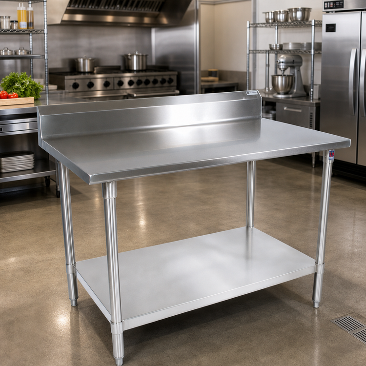 Product image #2 for John Boos Stallion 72" x 36" Stainless Steel Work Table with 5" Backsplash and Undershelf