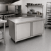 Thumbnail image #2 for John Boos Enclosed Work Table Cabinet Base with Hinged Doors, 84 x 30 Inch, 16-Gauge Stainless Steel Top, 1-1/2 Inch Rear Riser