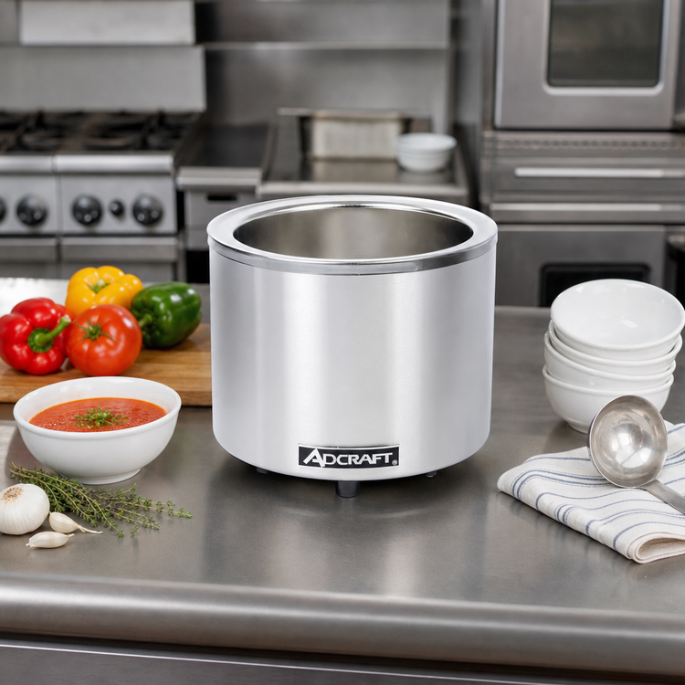 Product image #2 for Adcraft 11 Qt Round Electric Countertop Food Cooker/Warmer Base Only, Convertible to 7 Qt, Stainless Steel