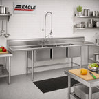 Thumbnail image #2 for Eagle Group S16 Series S16-20-3-18 3-Compartment Stainless Steel Sink, 20 x 20 x 14-Inch Bowls, Left and Right Drainboards