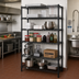 Thumbnail image #2 for Quantum Black Epoxy Antimicrobial Stationary Wire Shelving Starter Kit, 42 x 18 x 86 Inches, 5 Shelves