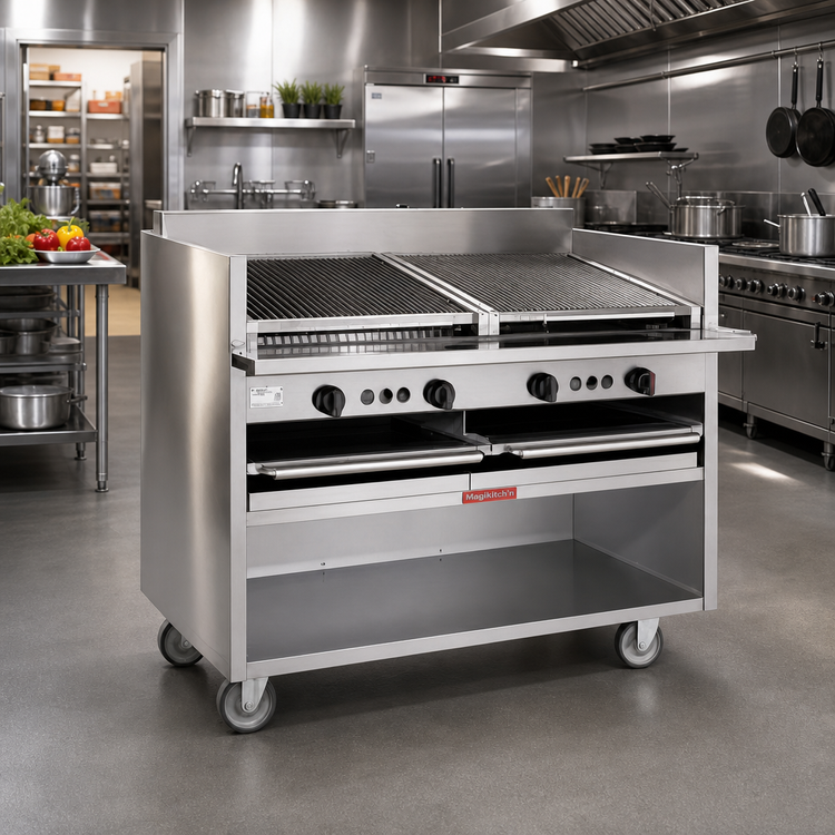 Product image #2 for Magikitch'n 48-Inch Floor Model Gas-Fired Coal Charbroiler with Round Rod Grate