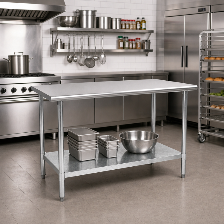 Product image #2 for Spec-Master 48 Inch x 24 Inch Stainless Steel Work Table with Adjustable Galvanized Undershelf