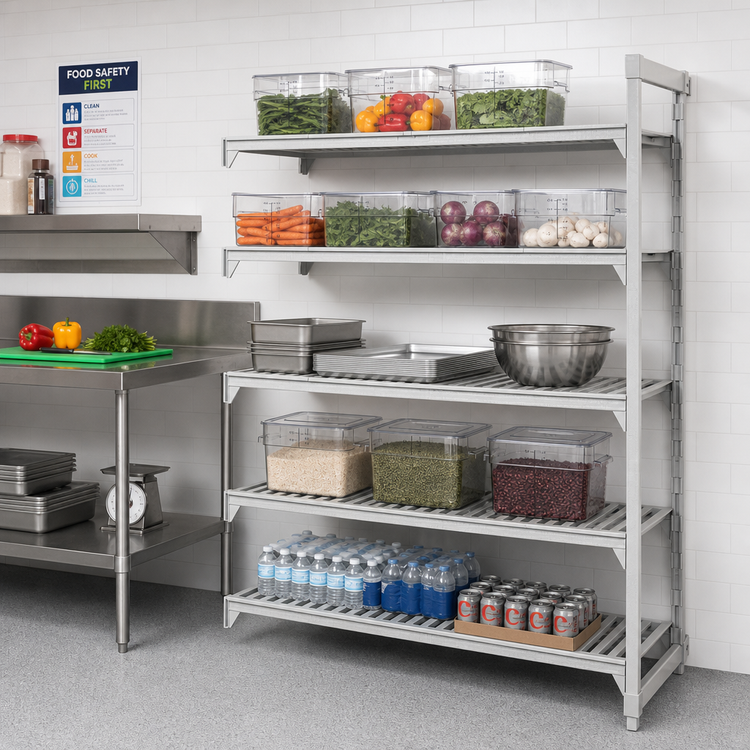 Product image #3 for Cambro Camshelving Premium 5-Tier Vented Stationary Add-On Shelving Unit, 21 x 30 x 72 Inches, Speckled Gray