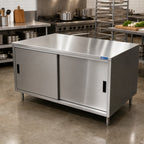 Thumbnail image #2 for BK Resources CST-3060S 60-Inch x 30-Inch Stainless Steel Enclosed Chef Table with Sliding Doors and 16-Gauge Flat Top