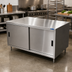 Thumbnail image #2 for BK Resources 60-Inch x 30-Inch Stainless Steel Chef Table Cabinet Base with Sliding Doors