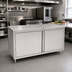 Thumbnail image #2 for John Boos 72-Inch x 30-Inch Stainless Steel Enclosed Work Table with Cabinet Base and Hinged Doors