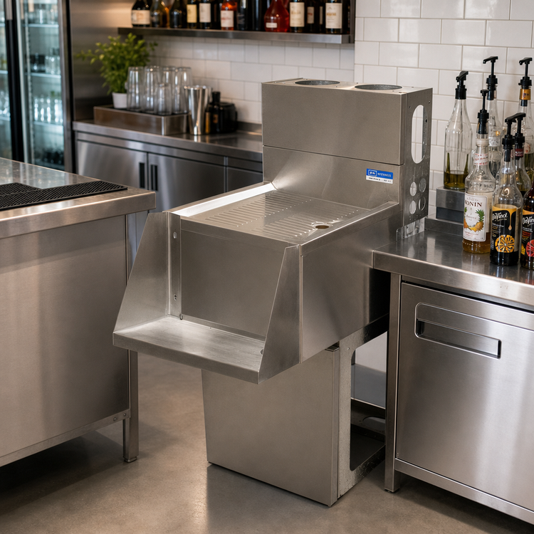 Product image #2 for BK Resources Underbar Stainless Steel Mixing Station with Drainboard Top and Blender Shelf