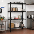 Thumbnail image #2 for Quantum WR74-1436BK Stationary Wire Shelving Starter Kit, 36"W x 14"D x 74"H, 4 Shelves, Black Epoxy Finish