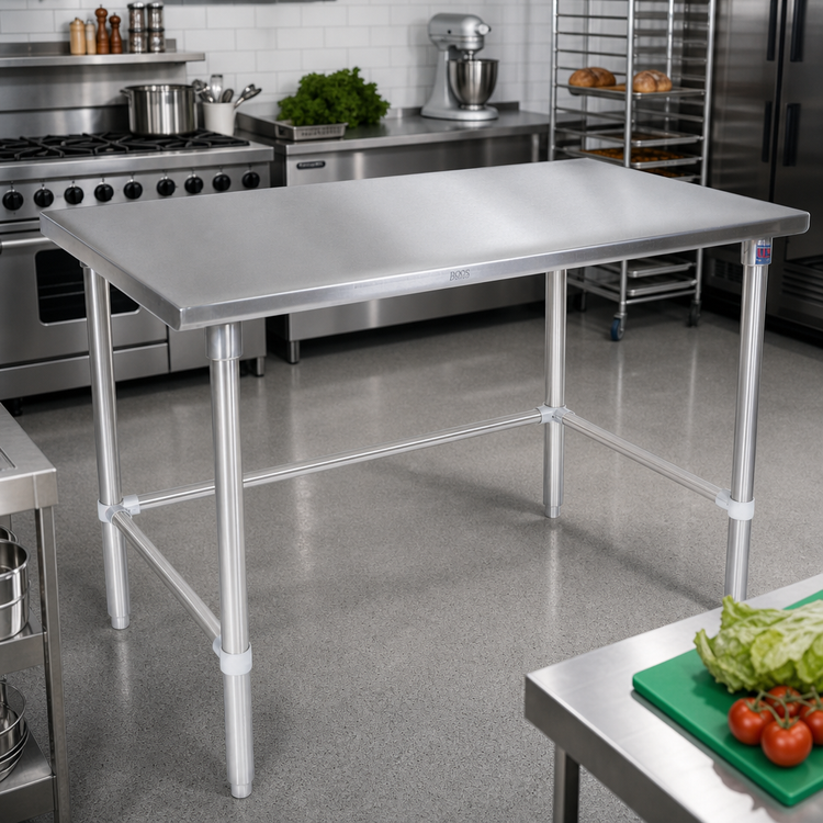 Product image #2 for John Boos Stallion 84" x 30" 14-Gauge Stainless Steel Flat Top Work Table with Safety Edge