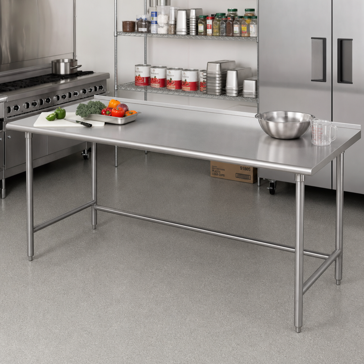 Product image #2 for Advance Tabco 108-Inch x 30-Inch Work Table with 16-Gauge 304 Stainless Steel Top and 1-1/2-Inch Rear Up-Turn