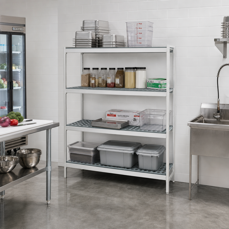 Product image #2 for Fermostock 4-Tier Polymer Add-On Shelving Expansion Kit, 59" W x 14" D x 83" H